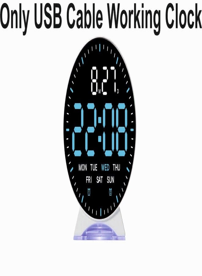 Nispruhay Digital LED Only USB Cable Working Working Alarm Clock with Large Display Color Night Light, Date & Day Display, Alarms, 12/24Hr, & Snooze - Modern Bedroom & Desk Clock (Blue) - Image 2